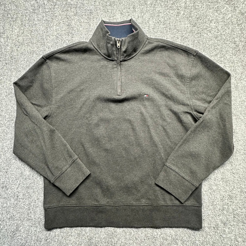 Tommy Hilfiger Mens Quarter Zip Pullover‎ Sweatshirt Charcoal Gray M 78C6087